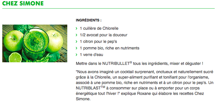Recette de smoothie chlorelle, pomme et avocat au Nutribullet