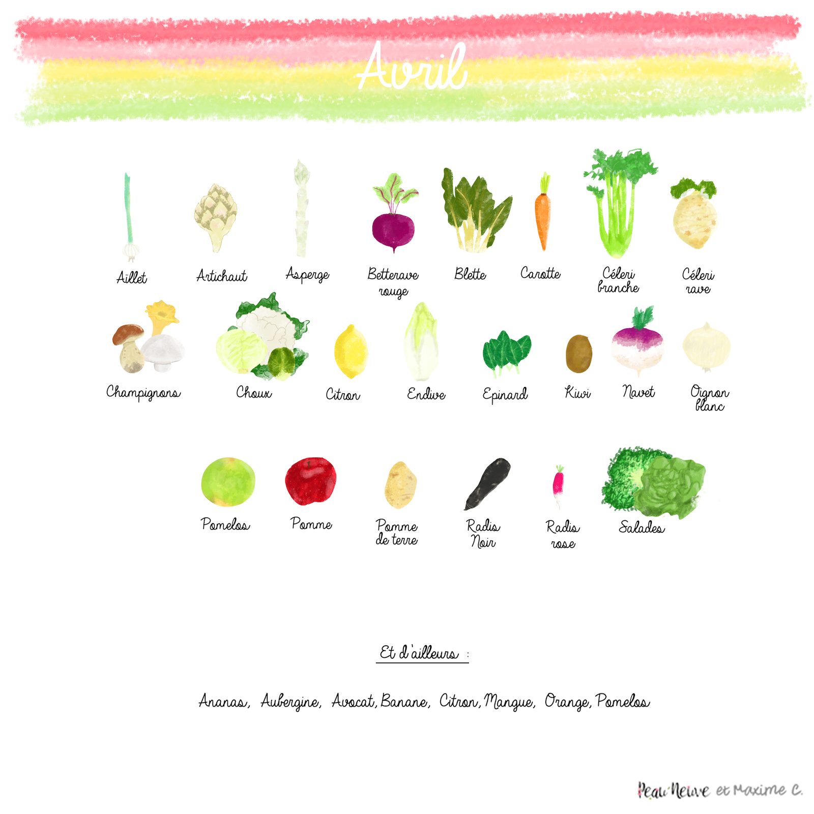 Fruits et Légumes biologiques du mois d'Avril