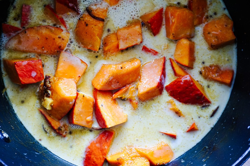 recette de mijoté de potimarron lait de coco et riz noir